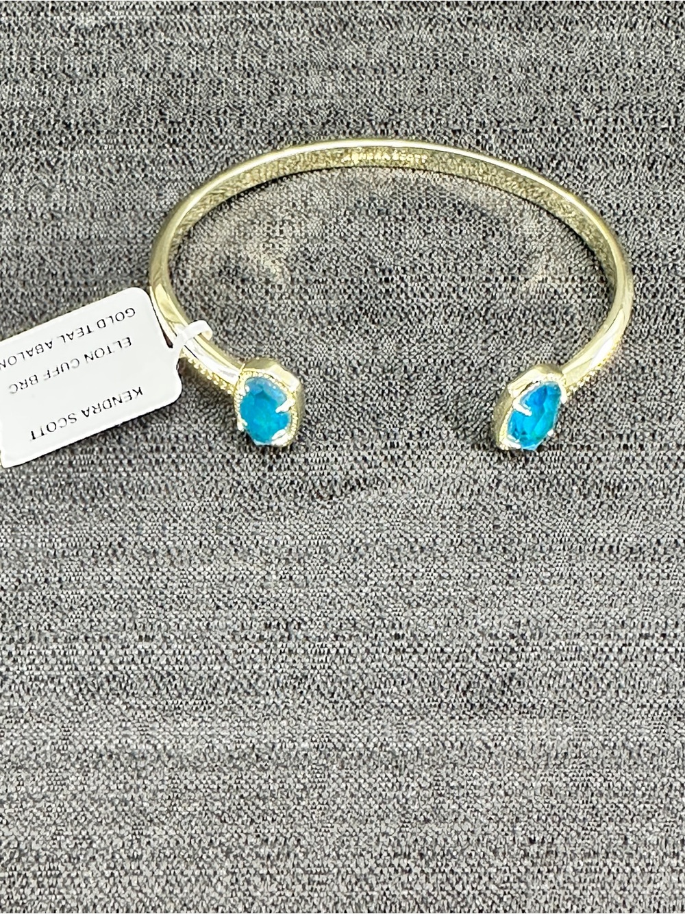 Kendra Scott Elton Cuff Bracelet Gold Teal Abalone W/Dust Bag - Picture 3 of 7